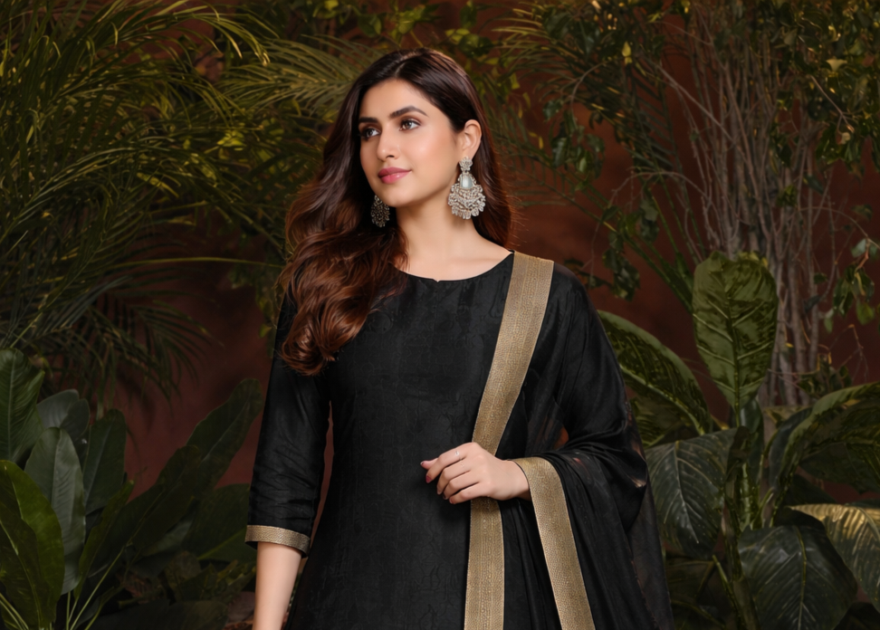 Home front salavar suit black - Hiranand Ramchand